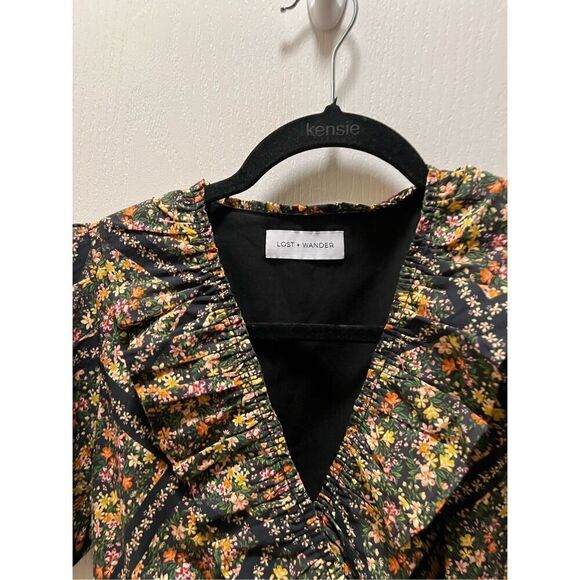 LOST + WANDER Ortensia Floral-Print Wrap Maxi Dress Wine tasting Dress S NWT - Picture 4 of 4